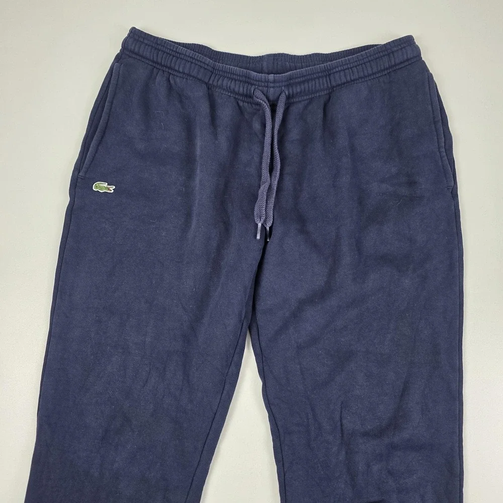 Lacoste Sport Sweatpants Mens XL Blue Fleece Joggers Drawstring Pockets Logo